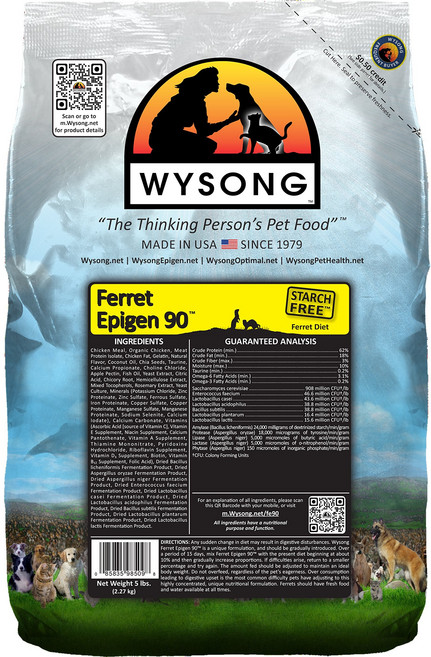 와이송 페럿 에피젠 90 - 전분 없는 건조 천연 페럿 사료 Wysong Ferret Epigen 90 - Starch Free Dry Natural Food for Ferrets, 1개