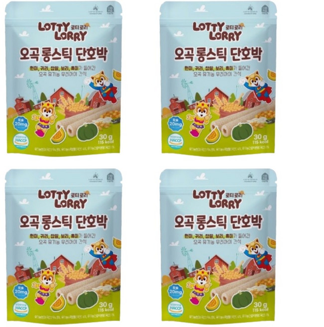 로티로리 오곡 롱스틱 단호박 아기과자, 4개, 30g