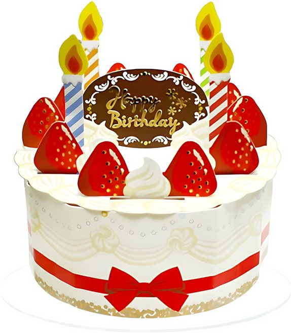축하선물 사랑전달 생일케이크 입체편지 팝업카드 딸아이 방과후교실 만들기교구, 1개, 02_딸기 케이크