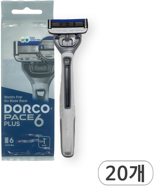 도루코 페이스6플러스 6중날 휴대용면도기, 20개, 1개입