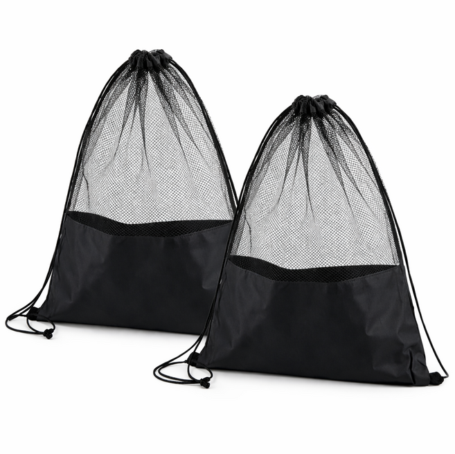 메쉬백 운동복 풋살 농구 방수 가방, 블랙, 2개