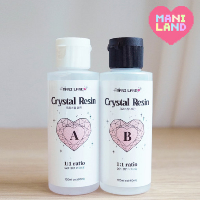 [마니랜드] 1:1 크리스탈 레진 240ml / 주제 경화제 포함 공예용 에폭시 레진, 240ml 세트 (주제 120:경화제 120), 1세트, 투명