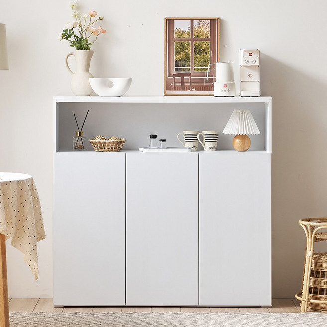 룸앤디 모노 라운드템바 더높은 수납장 1200 상부오픈형 E0목재 다용도 슬림 수납장, 모노 라운드템바 더높은 1200 (상부오픈) 화이트