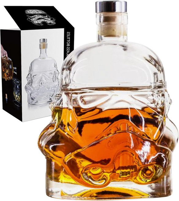 Tfwadmx 750ml 투명 크리에이티브 위스키 디캔터 와인용 카라페 스카치 보드카 알코올 리커 스톰트루퍼 병 데캔터 남성 여성 선물