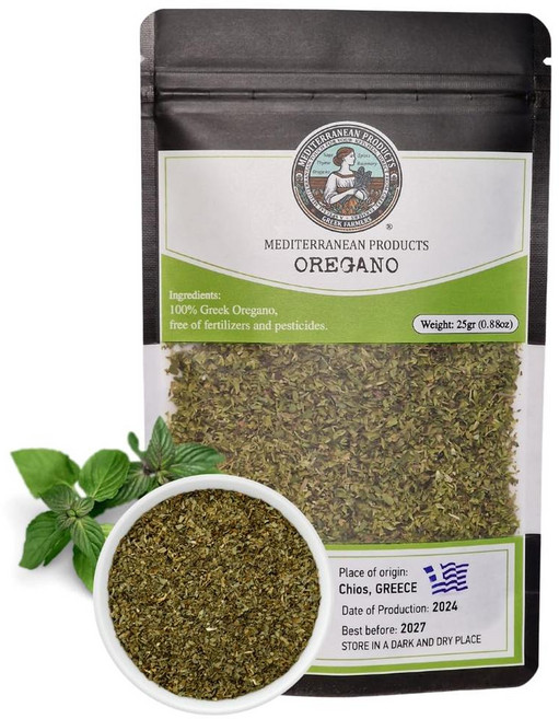 Mediterranea Products 그리스산 오레가노 전통 방식으로 말린 손으로 딴 잎, 25g