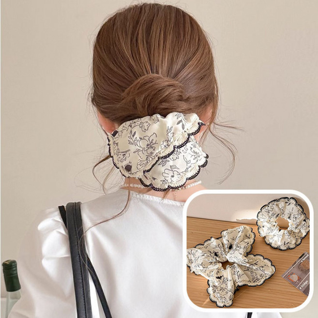 ZMBIRD 2종세트 예쁜 잔꽃 여성 머리끈 헤어 곱창 N2370