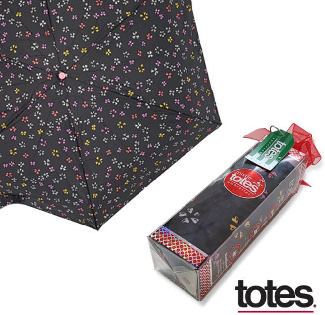 totes(토스) 마이크로 5단 수동우산 A133U78 (하트클로버) 선물용패키지 양산겸용