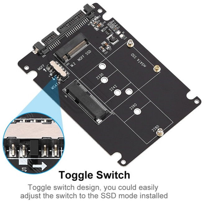 컴퓨터PC Zexmte NGFF MSATA-SATA 3.0 어댑터 M.2 USB 3.0-2.5 SATA 하드 디스크 2in1 컨버터 리더 카드 PC 노트북 용 케이블 포함, [01] Only NGFF MSATA Card, 01 Only NGFF MSATA Card