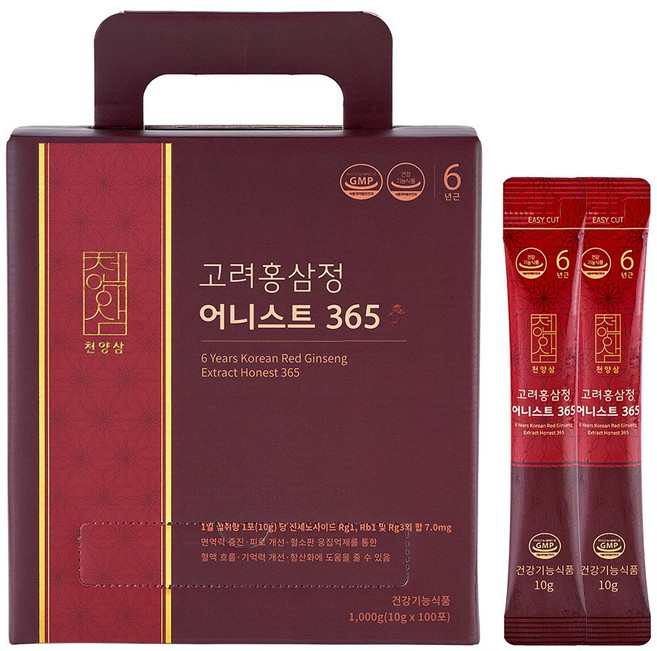 천양삼 6년근 고려홍삼정 어니스트 365 홍삼스틱 100포, 1kg, 1개