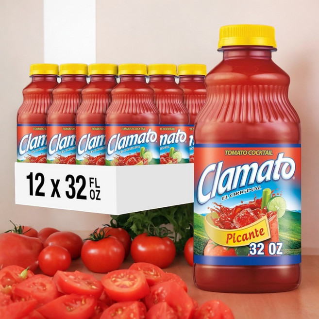 미국 클라마토 스파이시 토마토 칵테일 믹서 재료 946ml x12팩 블러디메리, 12