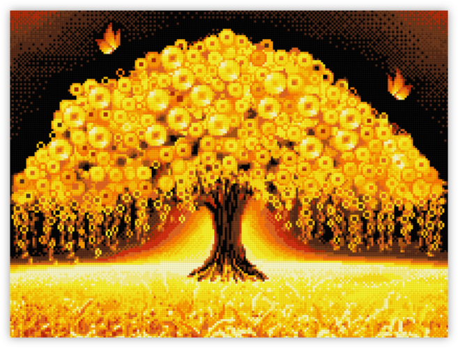 블링블링 캔버스형 보석십자수 60 x 45 cm, CV-115(황금재물나무), 1개