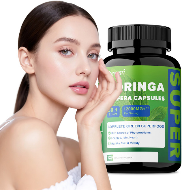 모링가 캡슐 12000mg – 유기농 모링가 올레이페라 잎 분말 고효능 항산화 및 면역력 강화, 2개, 60정