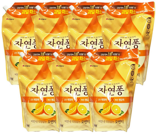 자연퐁 주방세제 오렌지 1.4kg 리필, 1.4L, 7개
