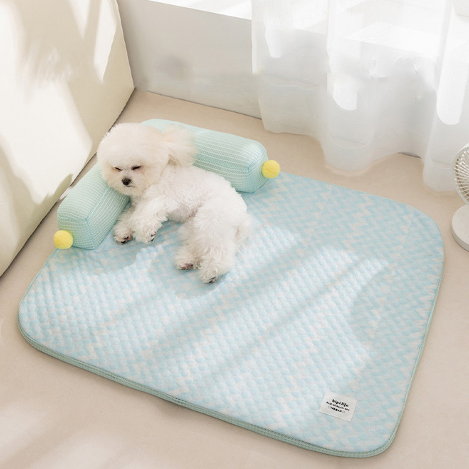 HANTAO 강아지 L형 소파 쿨매트 반려동물 아이스 방석 시원한 쿨링키 높이 베개 경추 보호 소형견 중형견용, 1, 라이트카키