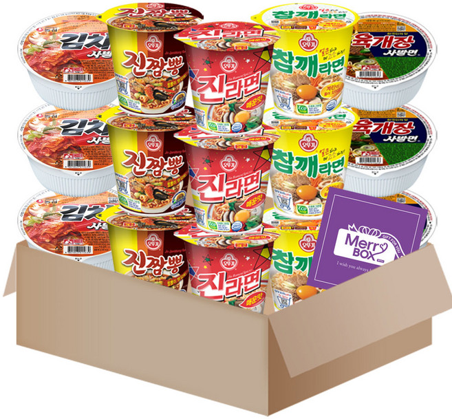 소컵라면세트 15개(진라면매운맛3+진짬뽕3+참깨라면3+육개장사발면3+김치사발면3), 1개