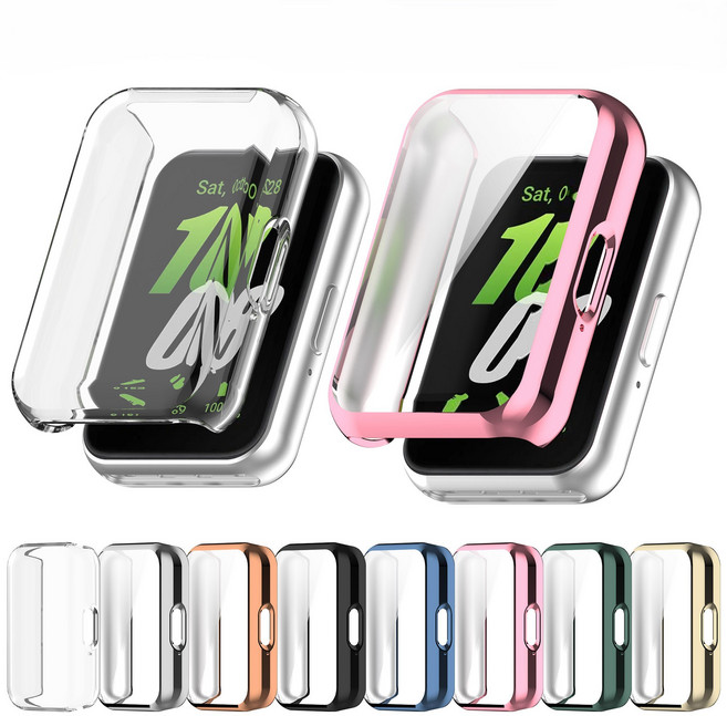 갤럭시핏3 TPU 풀커버 보호 케이스 투명 케이스필름, 로즈골드