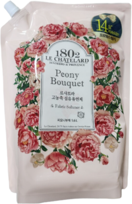 르샤트라 섬유유연제 피오니부케 리필, 1.6L, 4개