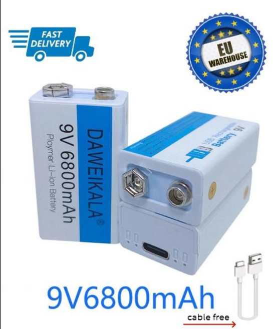 9V 6800mAh 리튬 이온 충전지 마이크로 USB 배터리 9v 리튬 멀티 미터 마이크 장난감 원격 제어 KTV 사용, 2)6800mAh2PCS, 1개