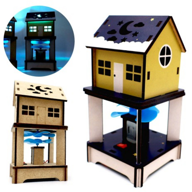 풍력 발전 체험 에너지 조명 하우스 만들기 바람으로 불을 밝히기 과학실험키트 E1 친환경자재 과학교구, 1세트