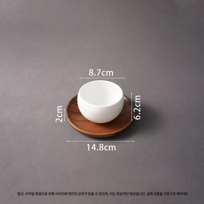 화이트 원형 깊은 나무 디저트 접시 수플레 플레이팅, 3.5인치 볼+나무 쟁반 세트, 기본 구성품, 1개