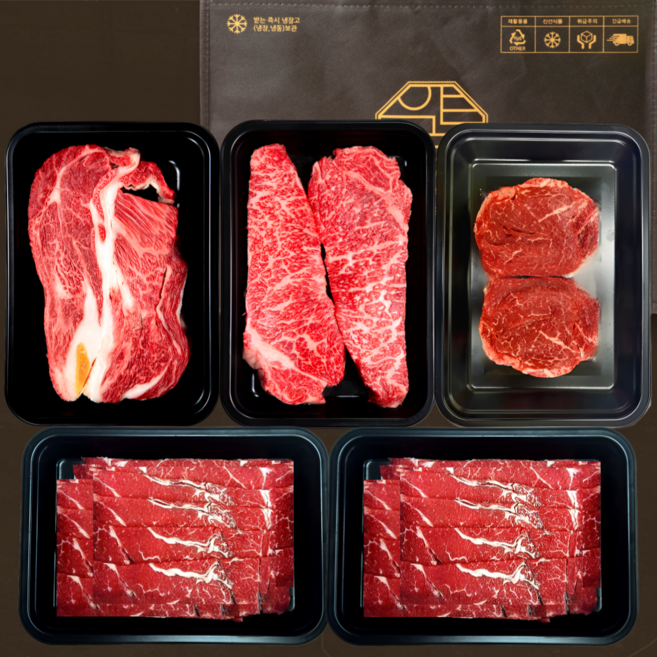 [압구정한우] 1++ 투뿔 한우 프리미엄 명품1호 선물세트 2kg (등심400g+채끝300g+안심300g+불고기1kg) 맞춤카드 시즈닝증정, 1세트