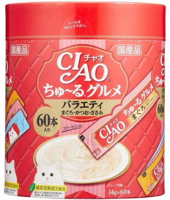 챠오츄르 고양이 구루메 버라이어티 간식 60p, 혼합맛(참치/가다랑어/닭가슴살), 840g, 1개