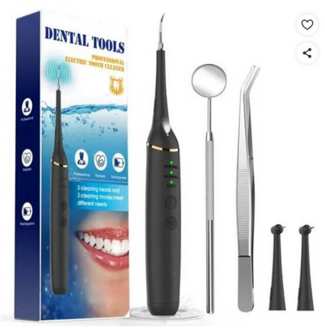 전기 소닉 치과 치석 스케일러 휴대용 LED 치아 화이트닝 키트 구강 케어 치아 타르 리무버 플라크 얼룩 클리너, 01=with4pcstooolset