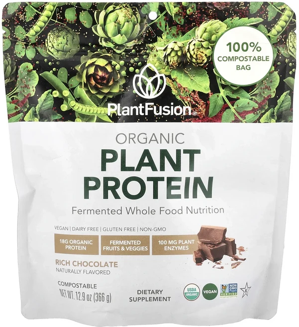 새해 건강을 선물하세요 PlantFusion 유기농 식물 단백질 리치 초콜릿 366g(12.9oz) 특별관리진행, 1개, 366g - 쿠팡