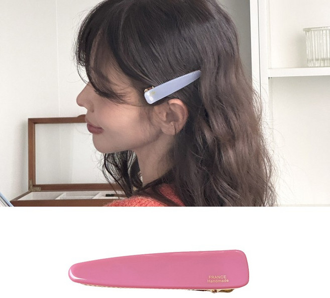 프렌치 고급스러운 아세테이트 집게핀 앞머리 클립 이마 헤어핀 옆장식 헤어클립 인스타그램 스타일 블로거 동일 모델 France Handmade