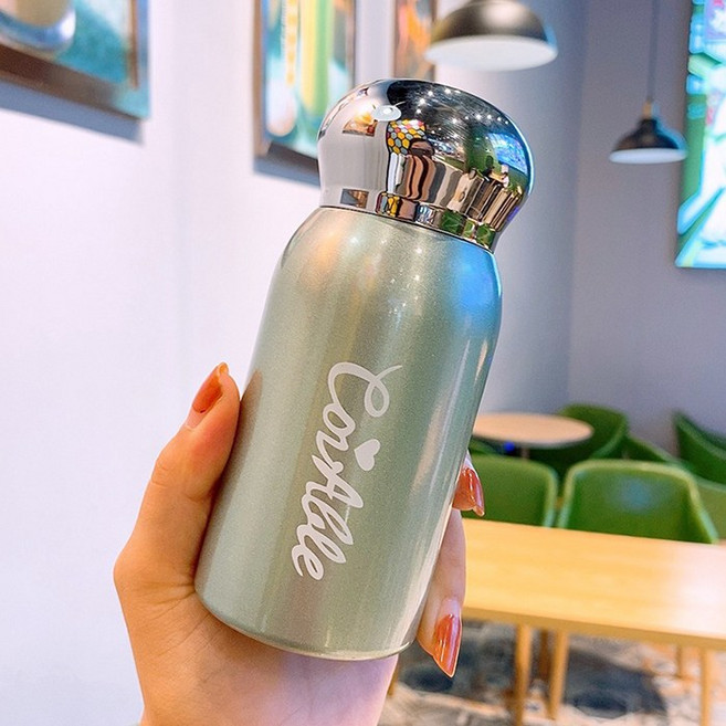 늘조은생활 미니 텀블러 보온병 보온보냉 가벼운 작은 텀블러, 그린, 1개