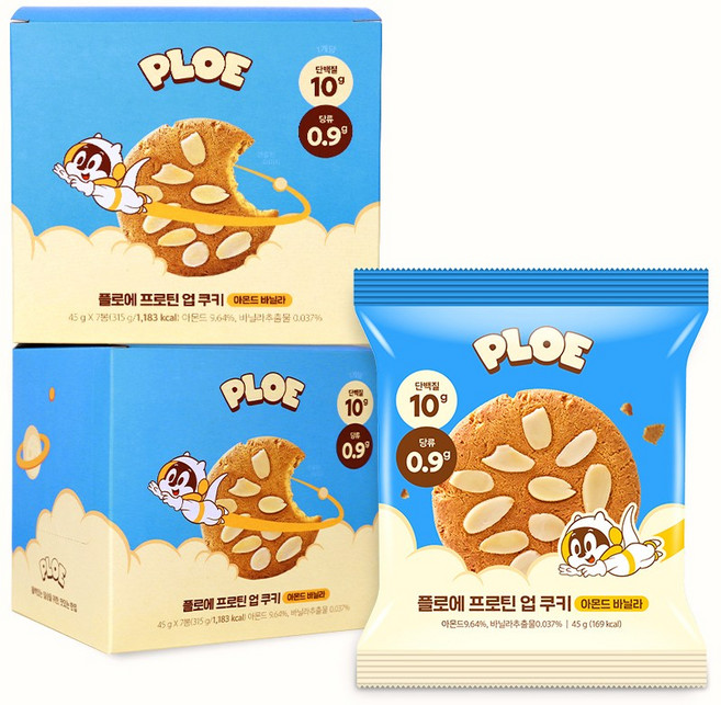 플로에 프로틴업 단백질 쿠키 아몬드 바닐라, 1박스, 315g