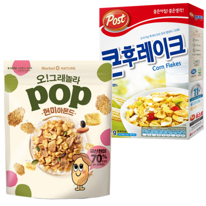 오리온 오그래놀라 팝 현미아몬드 340g+포스트 콘후레이크 220g, 1개