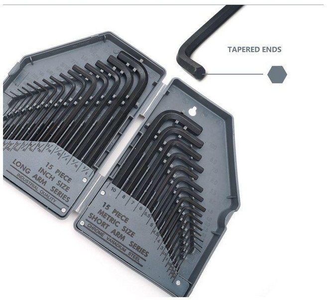 30件組 內六角扳手套裝組 公制英制 六角板手組 L型扳手 五金工具, 1個, 30pc盒裝