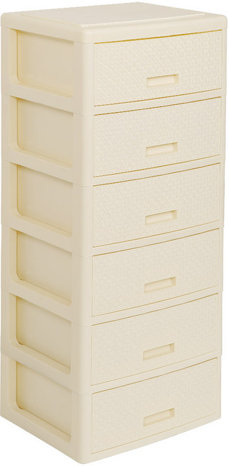 4536 라탄 서랍장 플라스틱서랍장 수납장, 6단, 아이보리