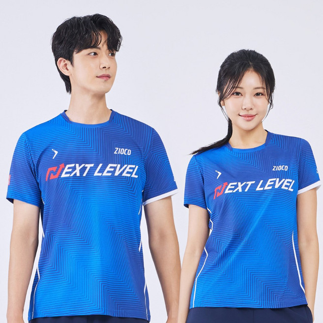 AQTS-1073R/1074R 넥스트레벨 블루 반팔 티셔츠 탁구복 배드민턴의류 스포츠의류