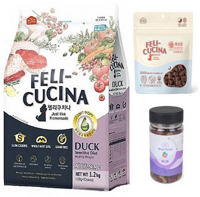 펠리쿠치나 반습식사료 사은품 펠리쿠치나간식100g+궁극트릿180g제공, 1개, 1.2kg, 오리