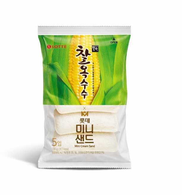 롯데 찰옥수수 미니샌드 5입, 100g, 4개