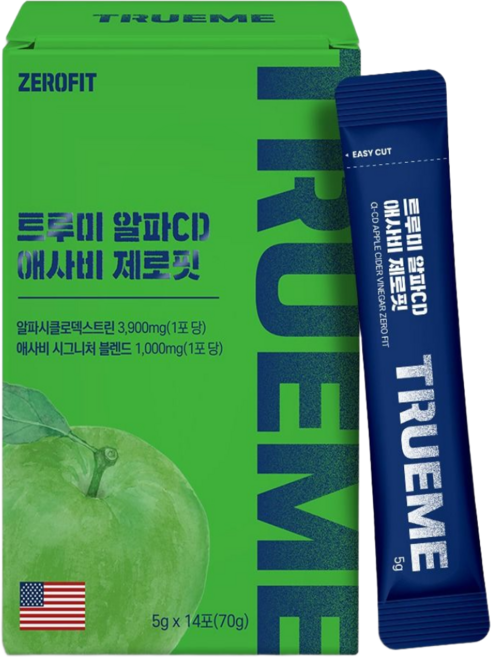 TRUEME 알파CD 애사비 제로핏 사과맛, 1개, 14회분
