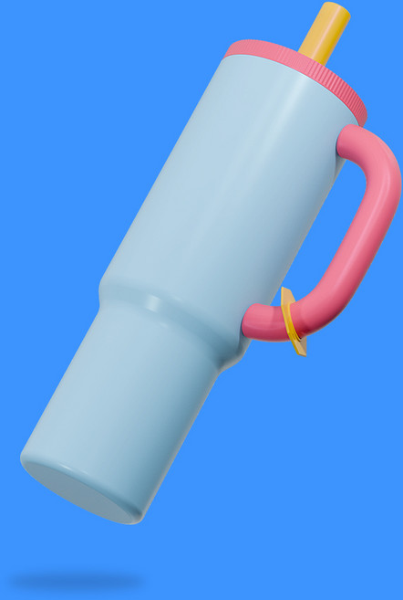 오까사 대용량 W 텀블러 스텐 손잡이, 1개, 1.2L, 스카이 핑크