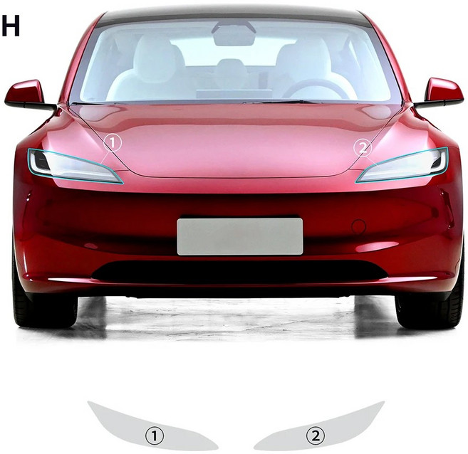TESLA 호환 Model Highland 2024 자동차 투명 PPF TPU 헤드 라이트 백미러 필름 바디 스티커 프리 페인트 보호, headlight film