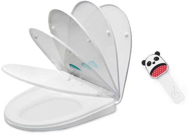 대림바스 무소음 슬로우다운 변기커버 특대형 + 변기커버 위생손잡이, 화이트, 1개