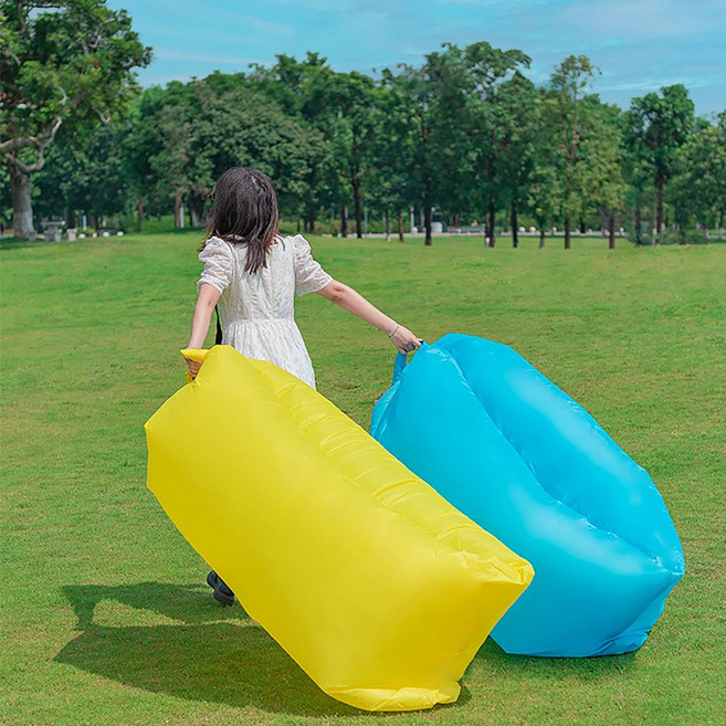 에어매트 에어소파 매트리스 캠핑 무지 패턴 1인용 빈백 야외 실내 벌룬 침낭 쿠션 의자, 핑크