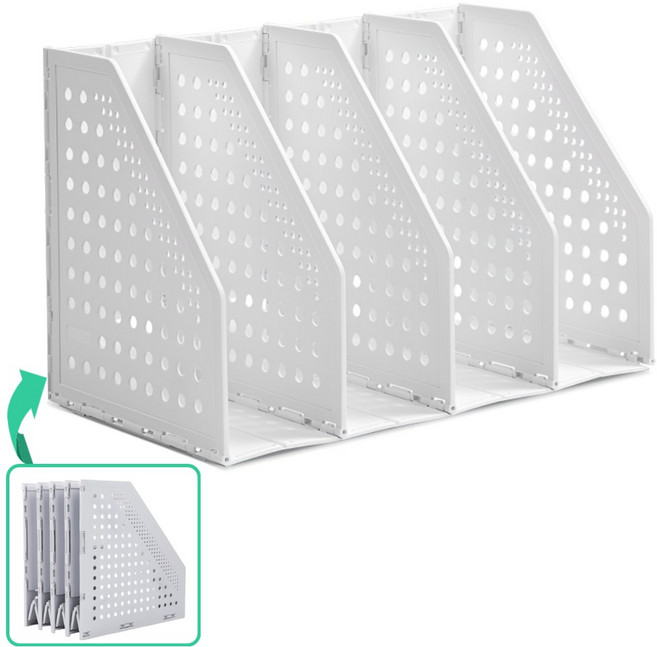 올데잇 접이식 파일보관 4칸 책꽂이, 화이트