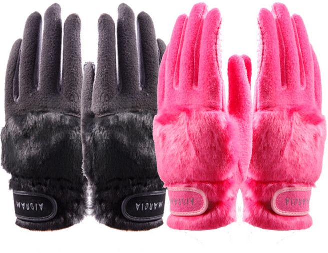동계 스포츠장갑 여성용 방한장갑 골프/파크골프/테니스/운전/운동 (양손) 인조 밍크털장식 예쁜디자인, 핑크색, 1개
