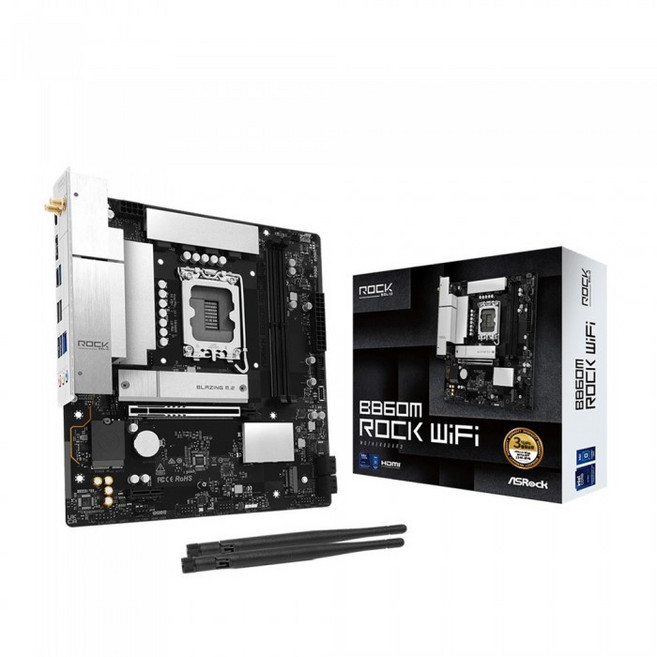 애즈락 ASRock B860M Rock WiFi 인텍앤컴퍼니 컴퓨터 메인보드 M-ATX 인텔 1851소켓 DDR5, 단일모델