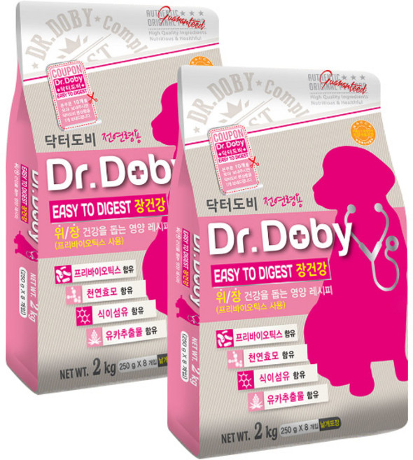 Dr.Doby 닥터도비 이지투다이제스트 장건강 전견용 사료 2kg x 2개, 장건강/유산균