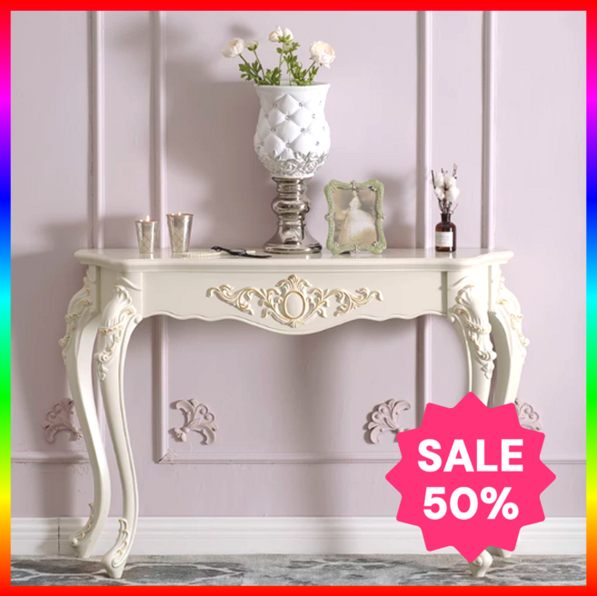 우암가구 북유럽 콘솔 엔틱 장식장 거실콘솔 미니 원목콘솔 현관 복도, A.골드