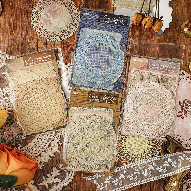 레이스 빈티지 도일리 꽃 레터링 다이컷 다꾸 페이퍼 4종, 1개, 1개, 3.플로리스 (ME-4910)