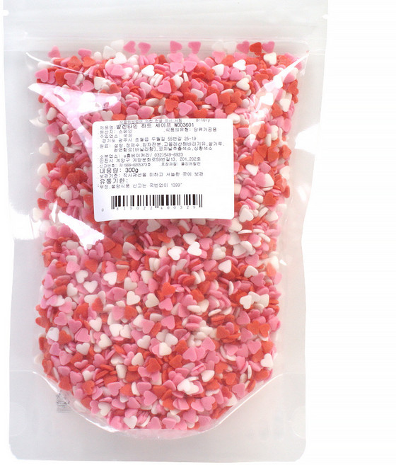 스프링클 (발렌타인 하트 셰이프) 300g 데코 케이크만들기, 1개