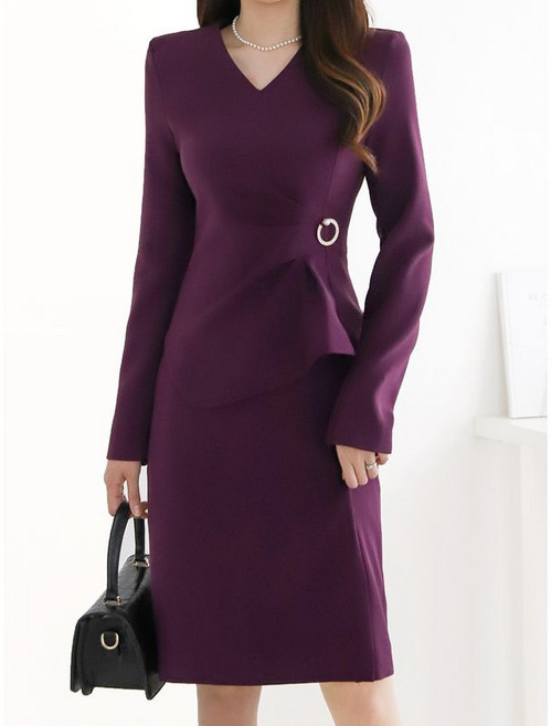 모리스커밍홈 핀턱 프릴 브로치 원피스 M2311OP233D